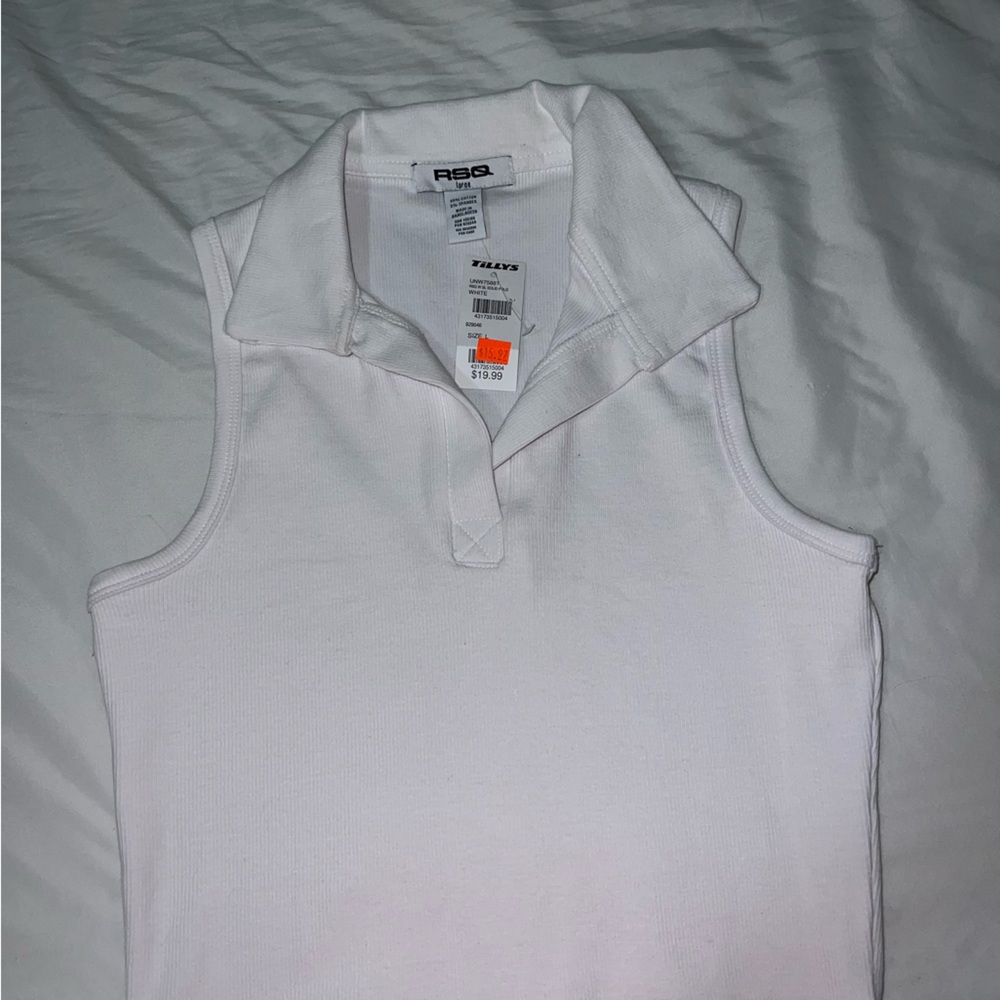 RSQ White Collared Cropped Tank Top